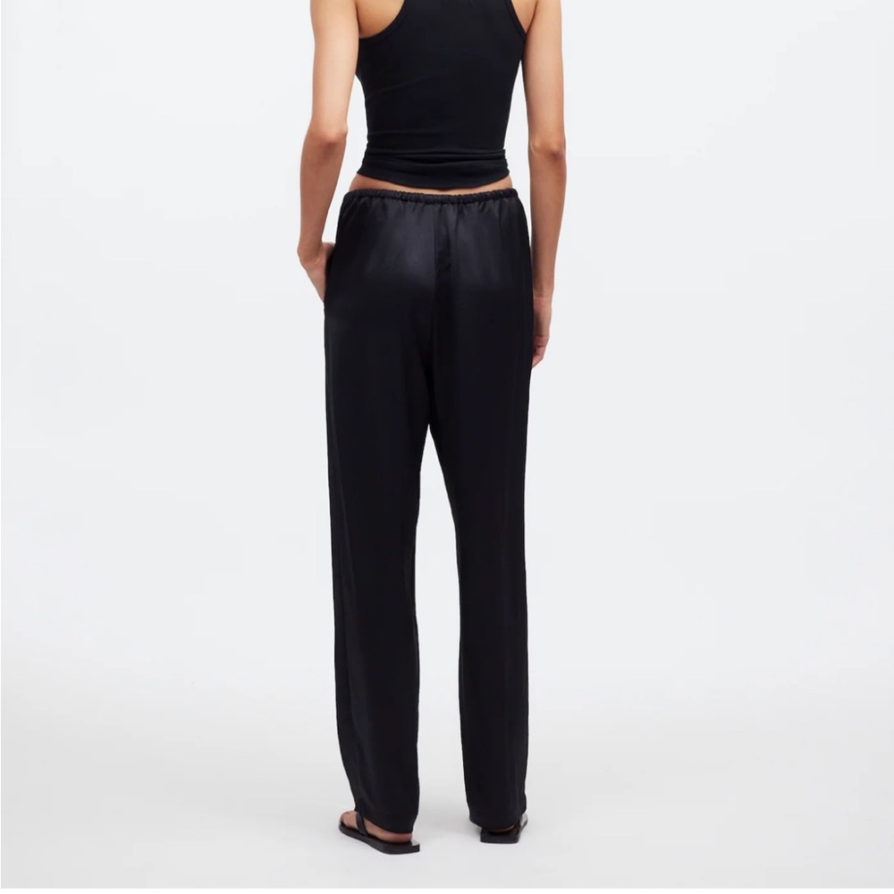 Madewell Black Satin Drawstring Wide-Leg Pants - Picture 7 of 8